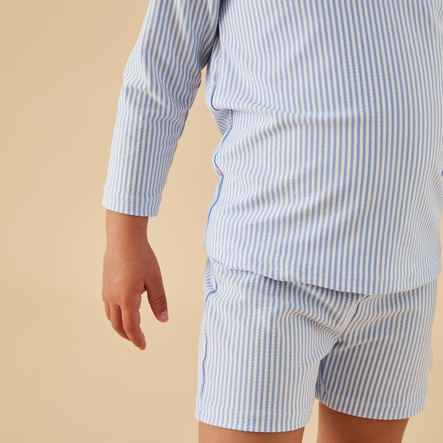 Cloud Stripe Seersucker Swim Shorts