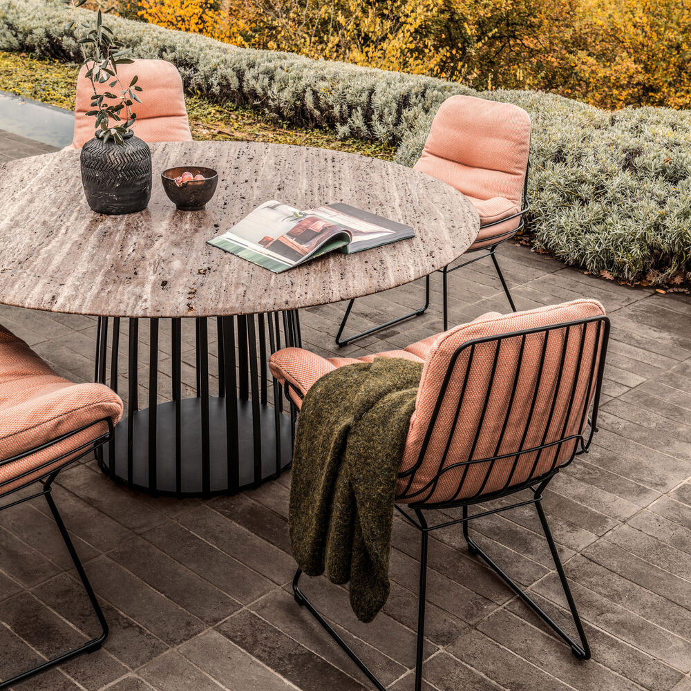janua | bc 07 basket outdoor table round | alps glitter stone + black base 155cm
