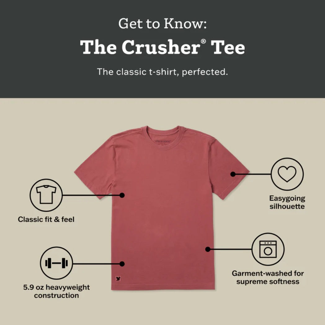 LIFE IS GOOD - MENS CRUSHER TEE | Girl Dad Deep Burgundy