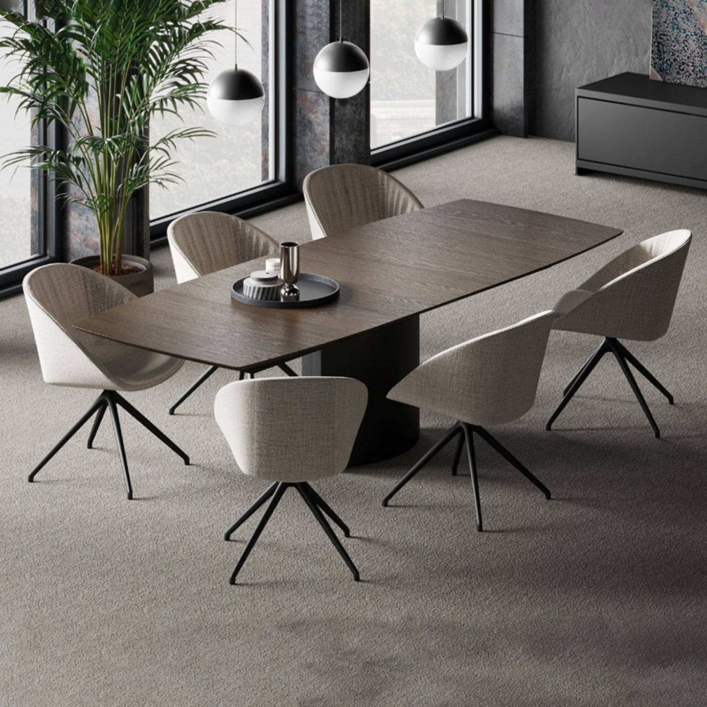 draenert | adler extension table | boat shape | PG1 neva stone | 105 x 190cm (270cm ext)