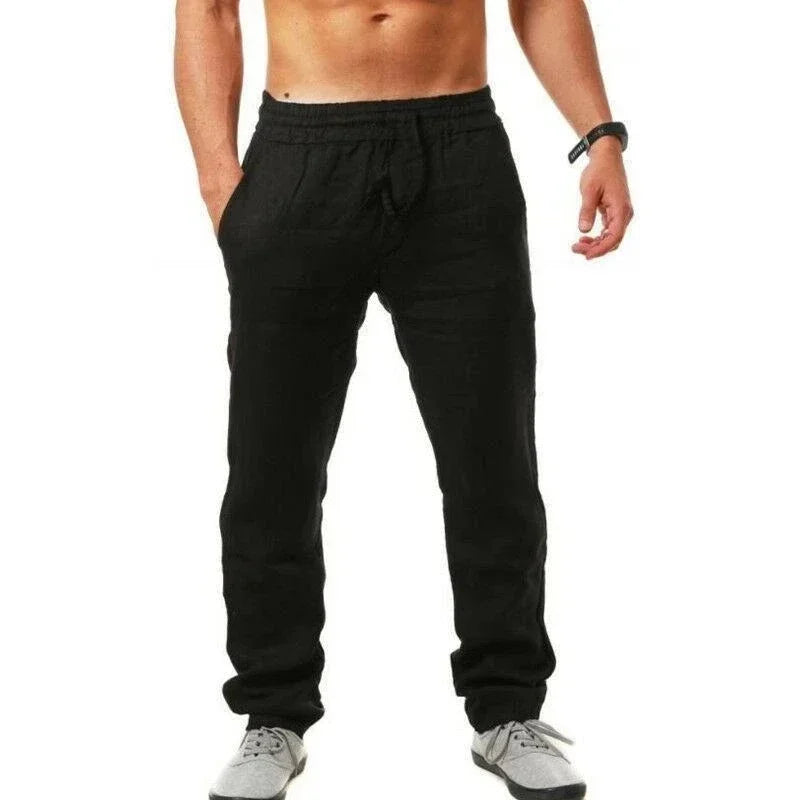 2024 Spring/Summer New Men's Cotton Linen Pants Summer Fashion Casual Solid Color Loose Plus Size M-4XL