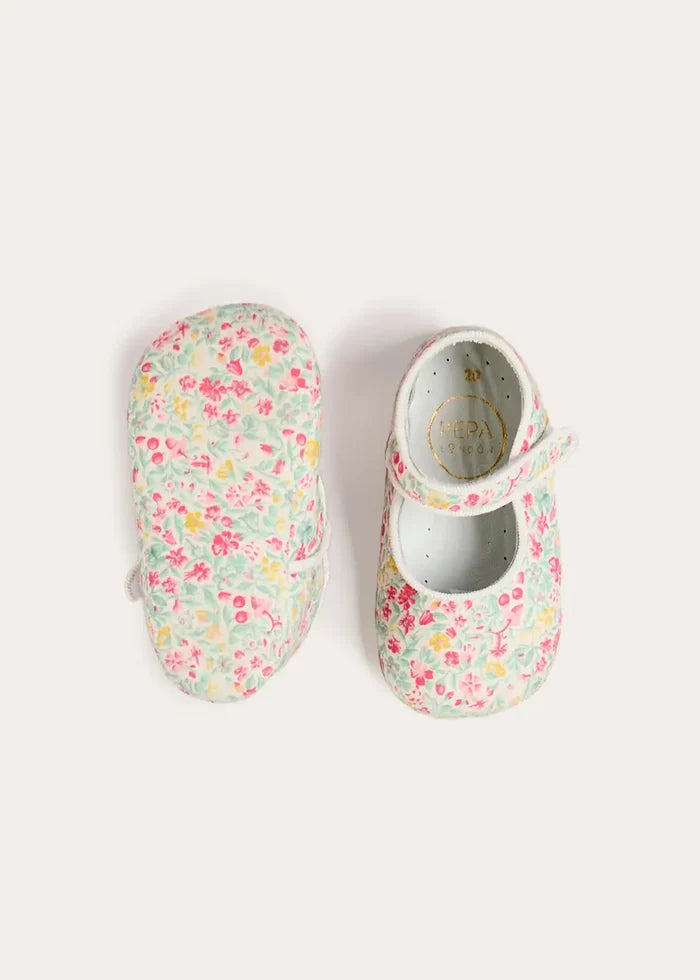 Adelaide Floral Mary Jane Pram Shoes in Pink (17-20EU) SHOES from Pepa London