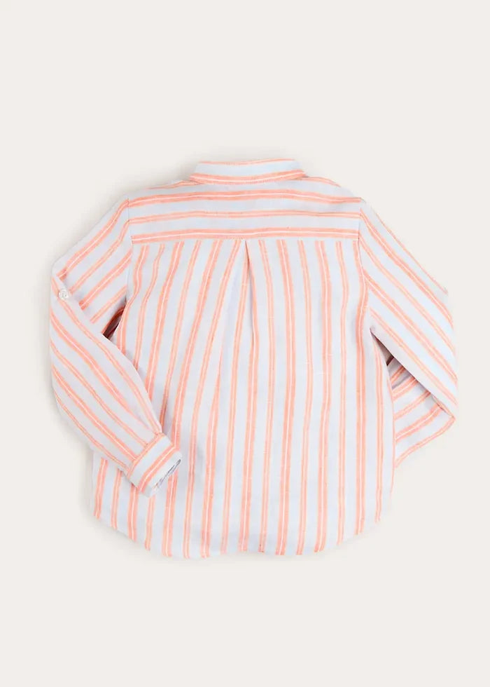 August Stripe Mao Collar Shirt in Orange (18mths- 10yrs) SHIRTS from Pepa London