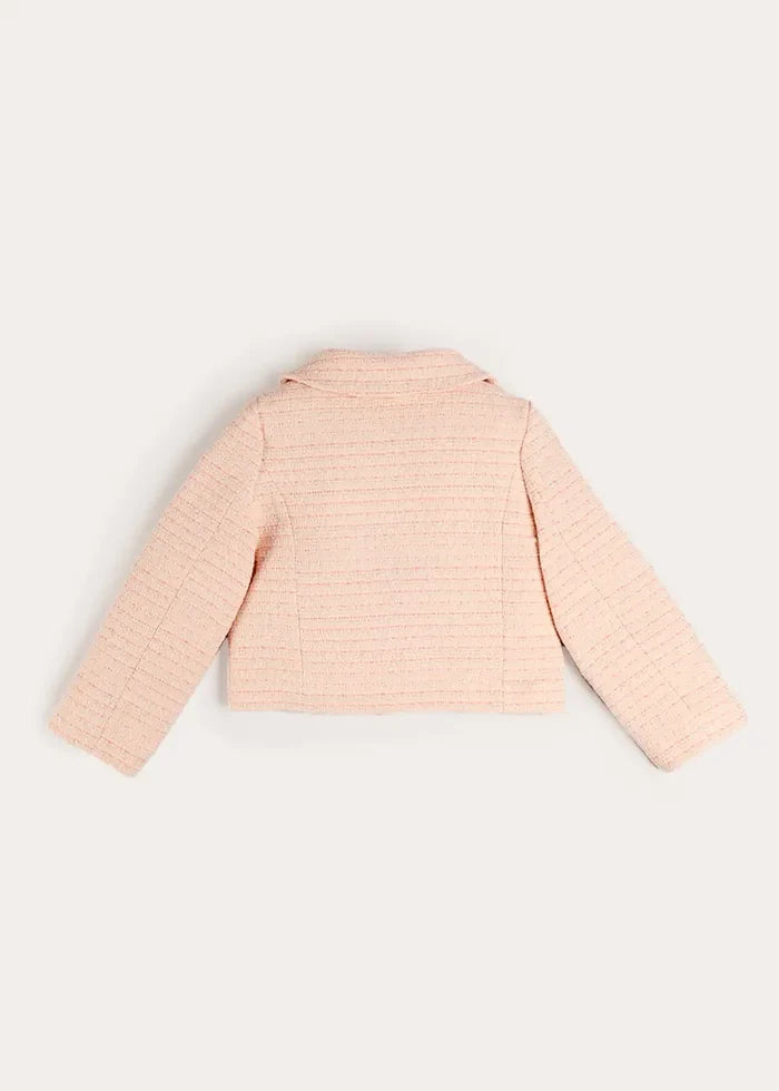 Brighton Boucle Tweed Peter Pan Collar Pocket Detail Jacket in Pink (4-12yrs) COATS from Pepa London