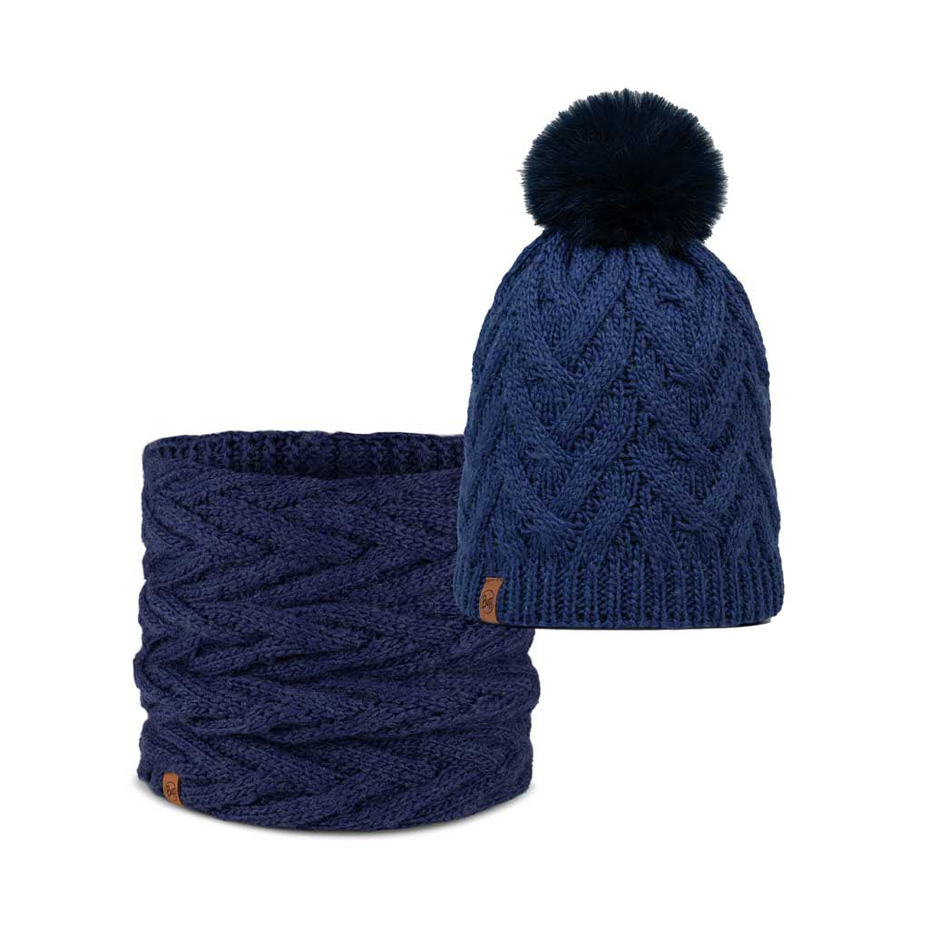 Caryn Knitted Beanie & Fleece Band