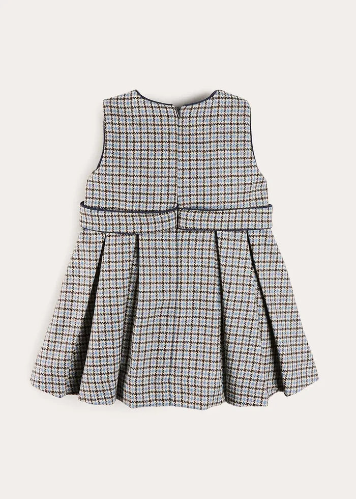 Clermont Houndstooth Jacquard Pinafore Dress in Blue (18mths-12yrs) DRESSES from Pepa London