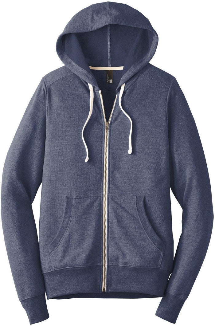 No-Logo CLOSEOUT - District Perfect Tri French Terry Full-Zip Hoodie-Full Zips-District-New Navy-XS-Thread Logic
