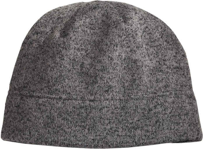 No-Logo CLOSEOUT - Port Authority Heathered Knit Beanie-Headwear-Port Authority-Grey Heather/Black-OSFA-Thread Logic