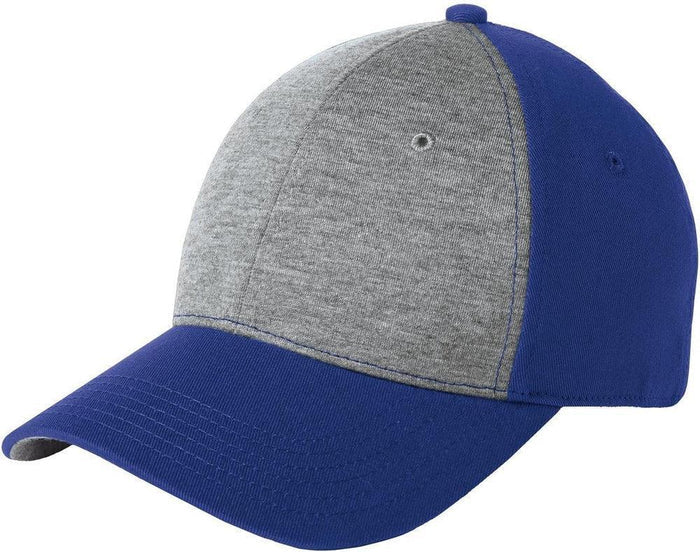 No-Logo CLOSEOUT - Sport-Tek Jersey Front Cap-Headwear-Sport-Tek-Vintage Heather/True Royal-OSFA-Thread Logic