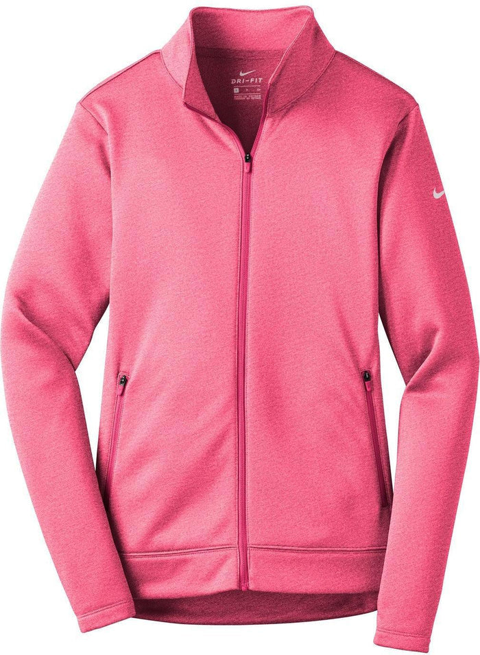 No-Logo CLOSEOUT - NIKE Ladies Therma-FIT Full-Zip Fleece-Full Zips-Nike-Vivid Pink Heather-S-Thread Logic
