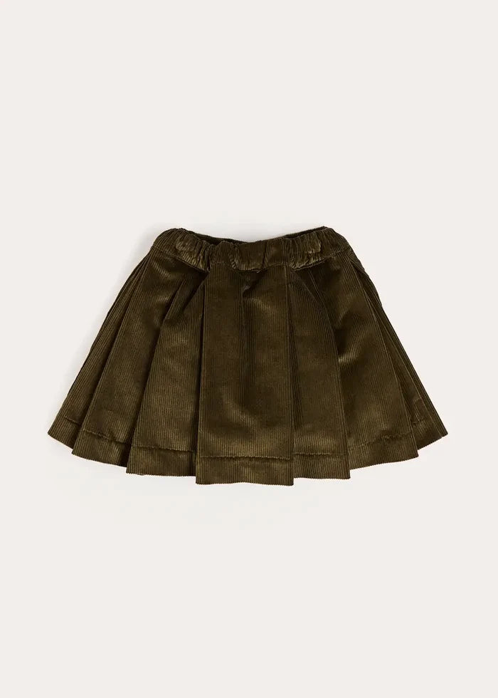 Corduroy Button Detail Skirt in Green (4-12yrs) SKIRTS from Pepa London