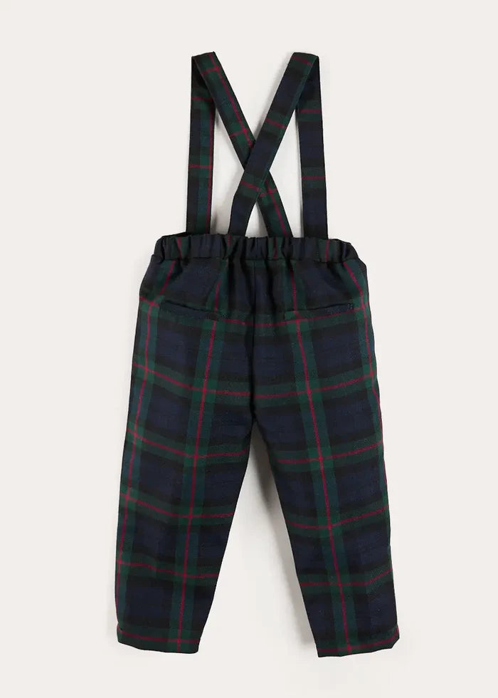 Kinnerton Tartan Trousers with Braces in Blue (18mths-5yrs) TROUSERS from Pepa London