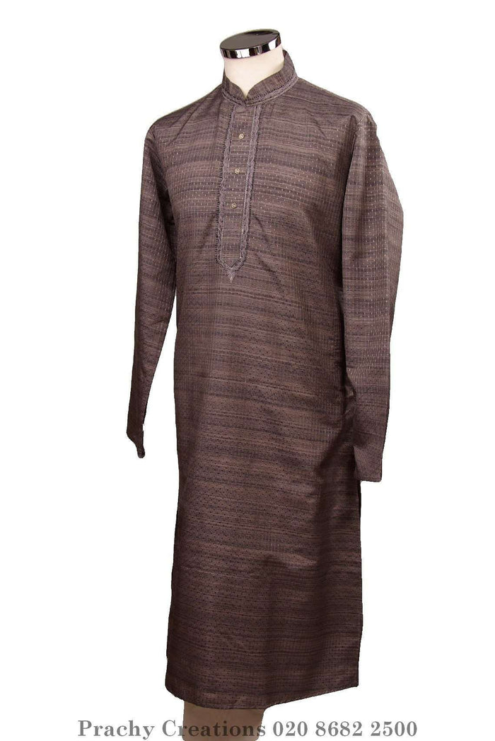 Kurta set made using handloom material with thread work - Chev KY0315 - Prachy Creations
