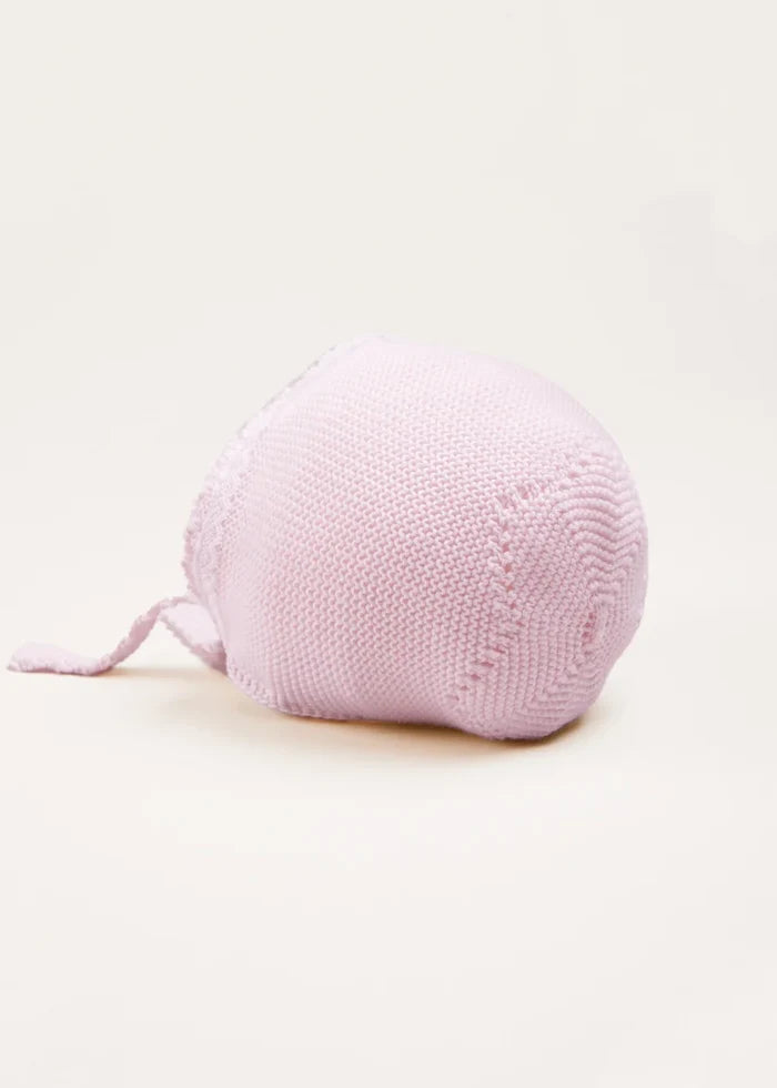 Lace Detail Bonnet in Baby Pink (0-9mths) BONNETS from Pepa London