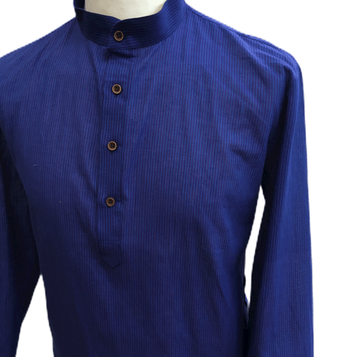 Mens Indian Dhoti Kurta Top in Blue, Thigh Length, for weddings, Bollywood Party - Alamgir R1219 - Prachy Creations