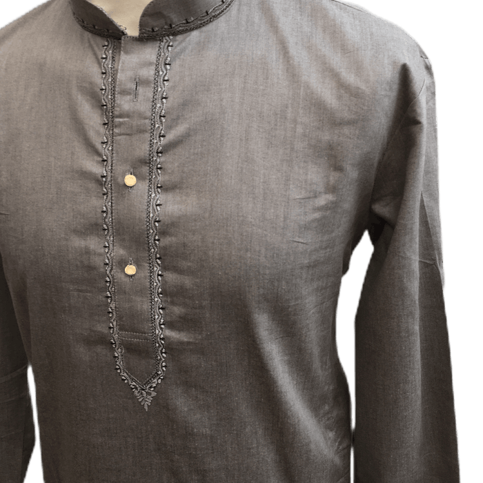 Mens Indian Dhoti Kurta Top in Grey, Thigh Length, for weddings, Bollywood Party - Chevy Cp1219 - Prachy Creations