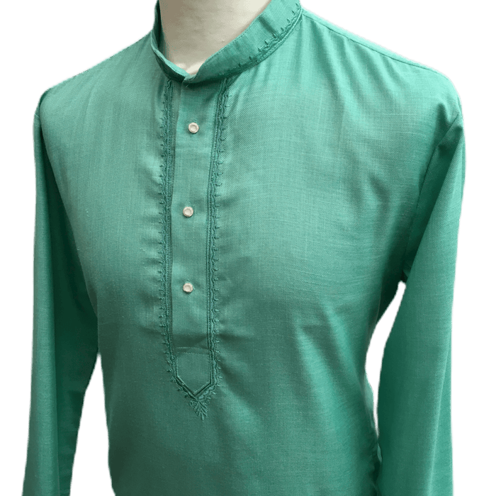 Mens Indian Dhoti Kurta Top in Sea Green, Thigh Length, for weddings, Bollywood Party - Baleno C1219 - Prachy Creations