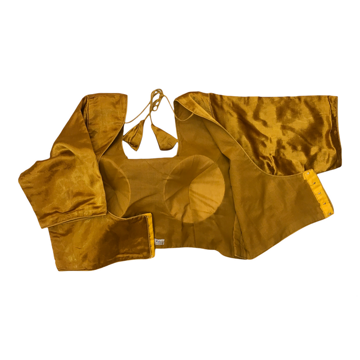 Mustard Gaji Silk Saree blouse - 42" Bust - UK 16 - Back Fasten - AF2114 A0921