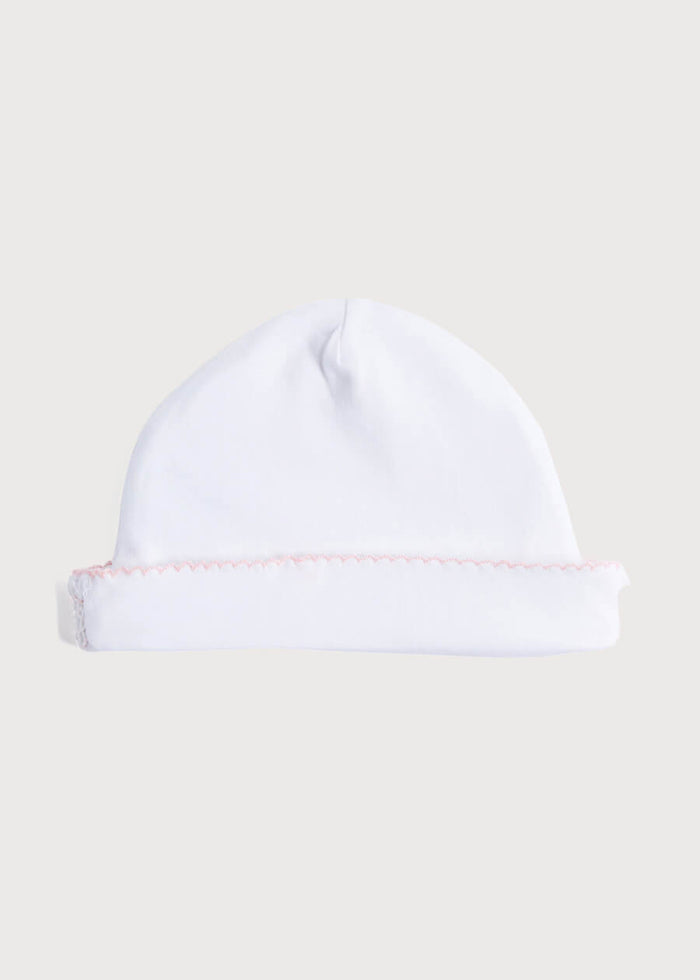 Newborn Hat with Pink Hand Smocked Detail (0-3mths) ACCESSORIES from Pepa London