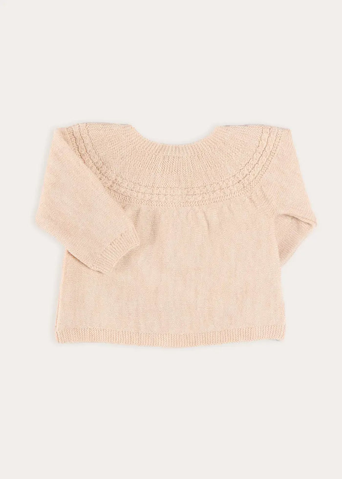 Openwork Trim Detail Cardigan in Cream (1-12mths) KNITWEAR from Pepa London