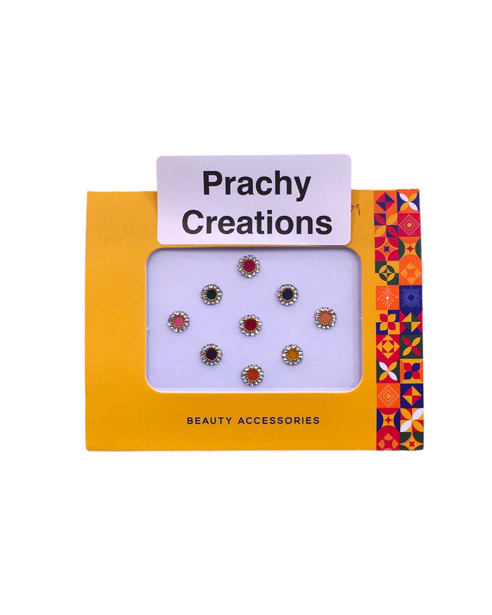Pack of 9 Round Mixed Colours Bindis in Medium Size- 24 hrs dispatch from UK ST2409 24ap04