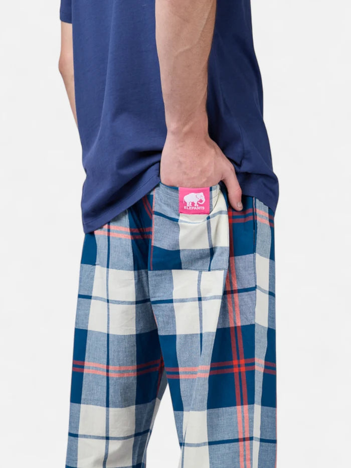 Pantalon Elepants 025 Poplin Blanco Azul