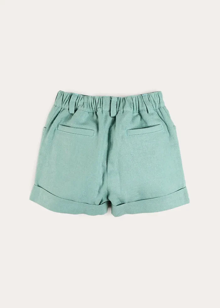 Plain Insignia Elasticated Waistband Shorts in Sage Green (12mths-4yrs) SHORTS from Pepa London