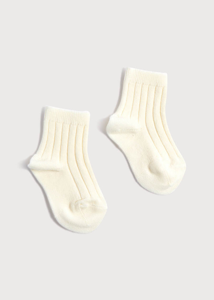 Ribbed Short Socks - Cream (0mths-10yrs) SOCKS from Pepa London