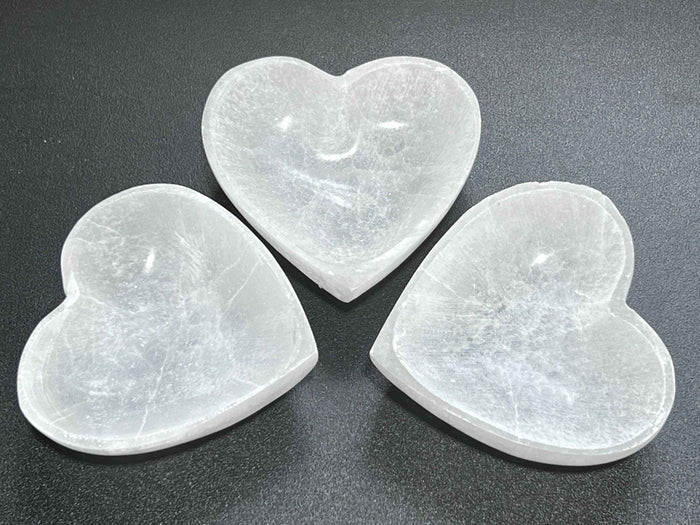 Selenite Satin Spar Crystal Heart Bowl Carving