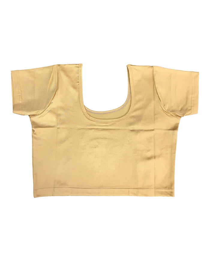 Short Sleeve Ladies Gold Lycra Saree Lehenga Blouse - Magic Saree Blouse - X Small to XXL - UK Stock V015