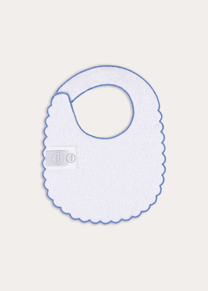 William Check Scallop Edge Bib in Blue Accessories from Pepa London