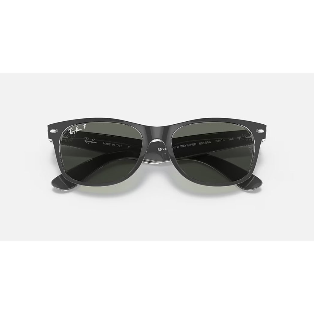 RAYBAN - NEW WAYFARER | Black on Transparent w/ Green Polarized