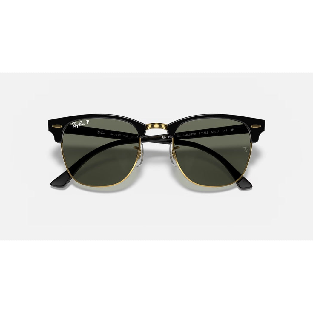 RAYBAN - CLUBMASTER | Black Arista w/ Green Polarized