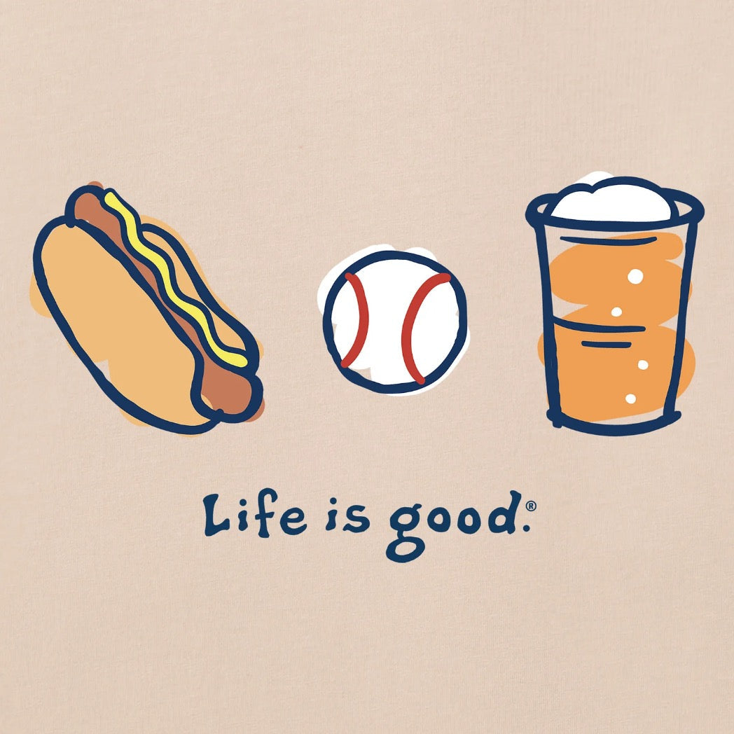 LIFE IS GOOD - WOMENS CRUSHER VEE TEE | Baseball Birch White