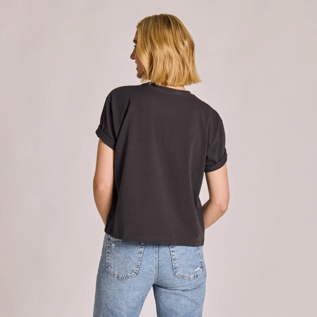 LIFE IS GOOD - WOMENS CRUSHER BOXY TEE | Live Music Faded Black