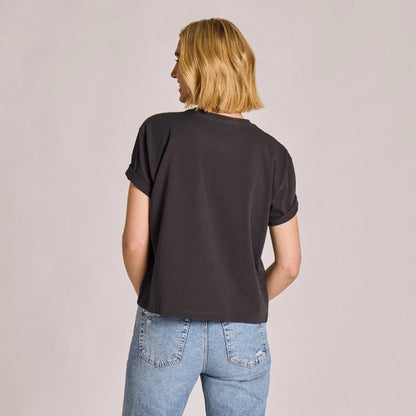 LIFE IS GOOD - WOMENS CRUSHER BOXY TEE | Live Music Faded Black