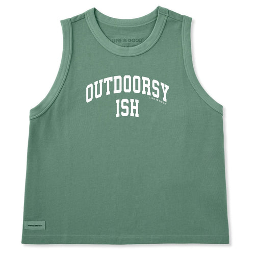 LIFE IS GOOD - WOMENS CRUSHER BOXY TANK | Outdoorsyish Granite Green