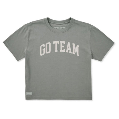 LIFE IS GOOD - WOMENS CRUSHER BOXY TEE | Go Team Iron Gray