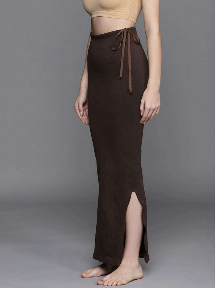 24hr Dispatch - 18 Colours - Womens Stretchy ShapeWear Saree Petticoat with side slit and drawstring