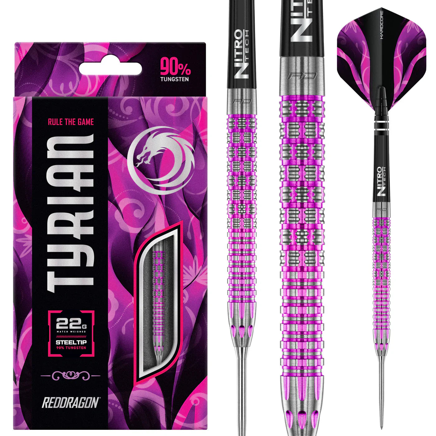 RED DRAGON - Tyrian Purple Darts - 90% Tungsten - 24g
