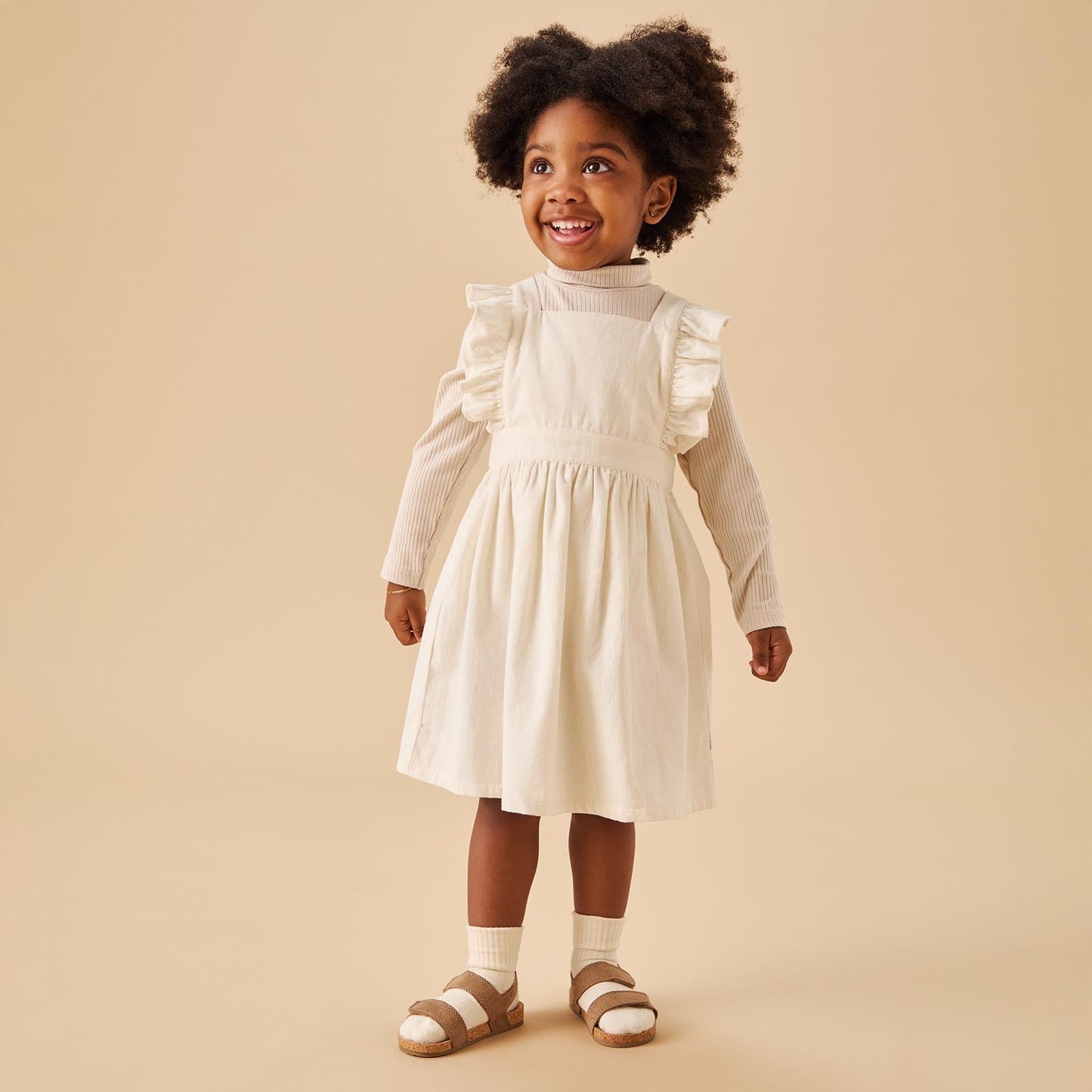 Corduroy Frilled Pinafore Dress