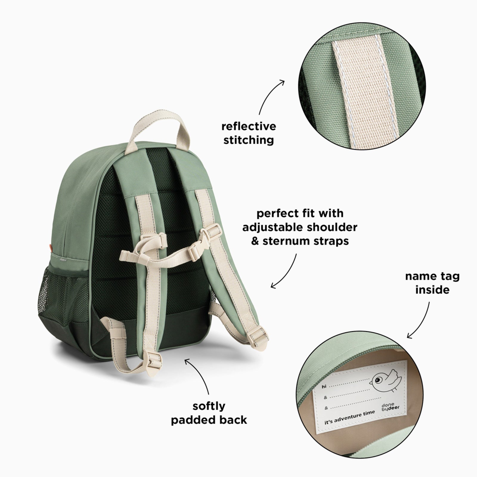 Done by Deer Junior Backpack - Tiny Trails Green 13l