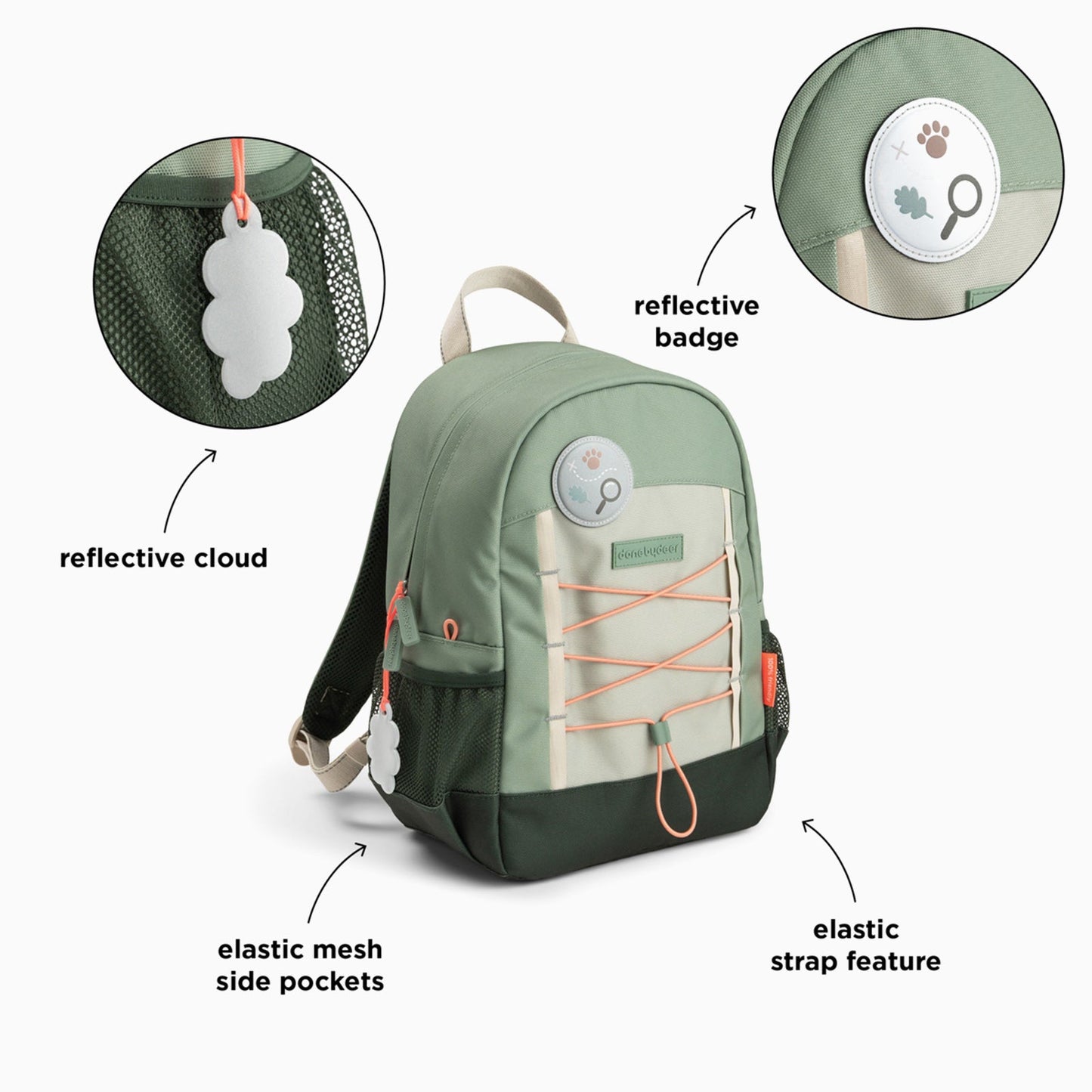 Done by Deer Junior Backpack - Tiny Trails Green 13l