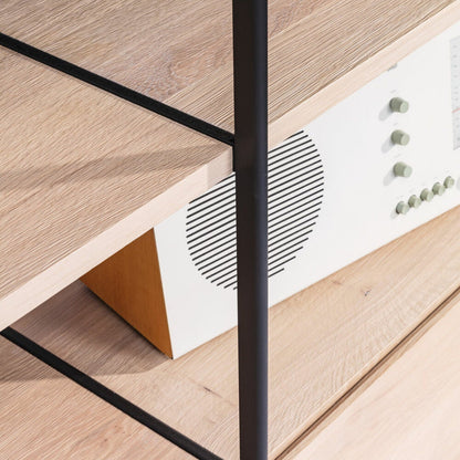 janua | bc 06 room 68 shelving system | 5x5 grid oak + black