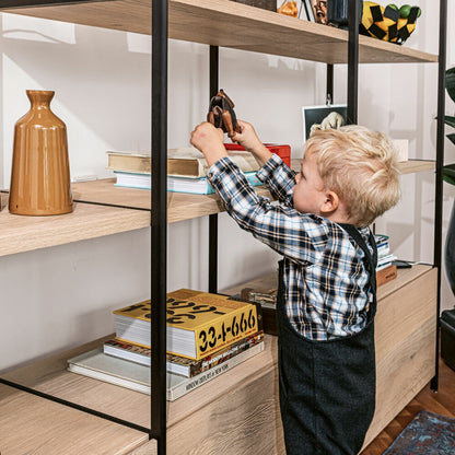 janua | bc 06 room 68 shelving system | 5x5 grid oak + black