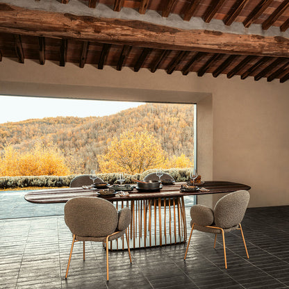 janua | bc 07 basket table boat shape | american walnut + brass base 220x110cm