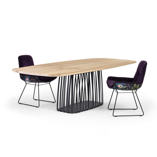 janua | bc 07 basket table boat shape | natural oak + black base 220x110cm