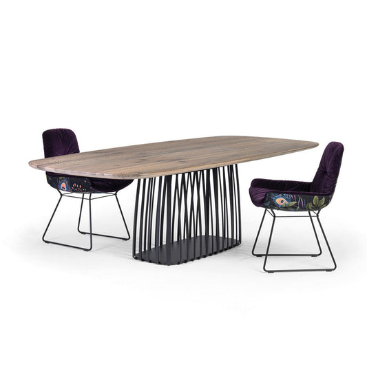 janua | bc 07 basket table boat shape | smoked oak + black base 220x110cm