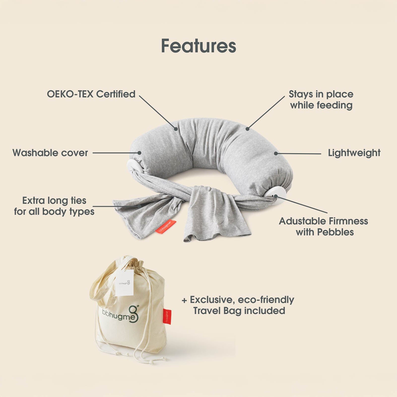 bbhugme Nursing Pillow - Blue Melange
