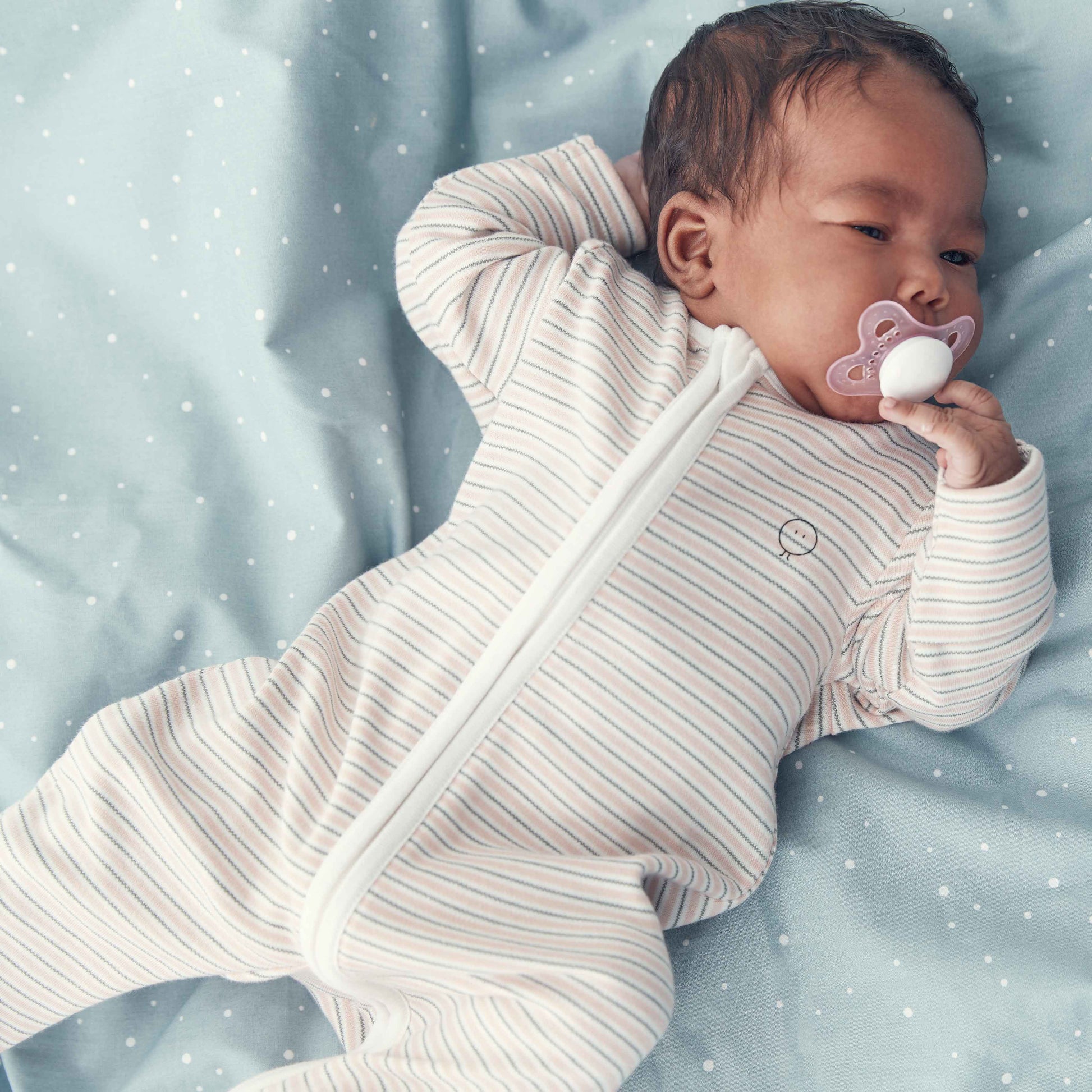 Blush & Khaki Zip-Up Sleepsuit 4 Pack